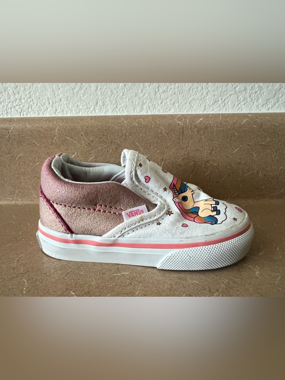Vans Kids White & Pink Unicorn Slip-On Sneakers